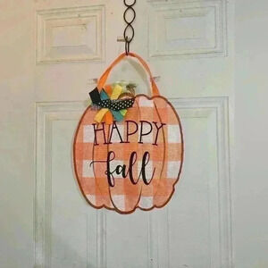 Happy Fall Pumpkin Door Hanger; Burlap 17"Lx13"W!